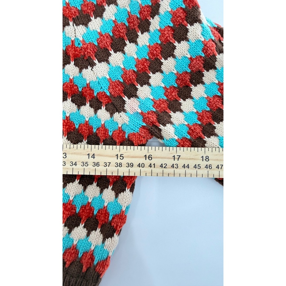 Cider Retro Diamond Knit Cropped Sweater Size S Geometric Boho Indie Fall Wear - Picture 5 of 6